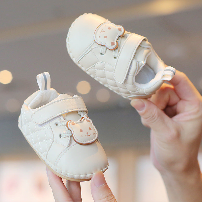 Spring & Autumn Baby Walking Shoes – Korean Style Bear Design, Anti-Slip Casual Shoes for 1-Year-Olds