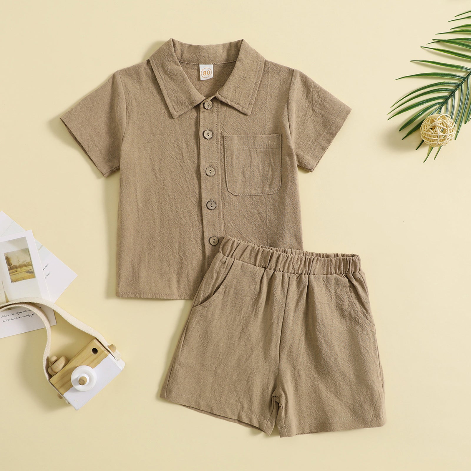Baby Boy Summer Outfit – Cotton Linen 2-Piece Set