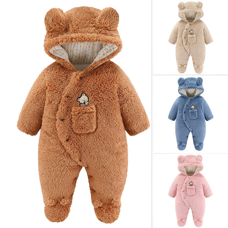 Winter Cotton Baby Jumpsuit – Warm Outdoor Romper Set for Newborns & Toddlers