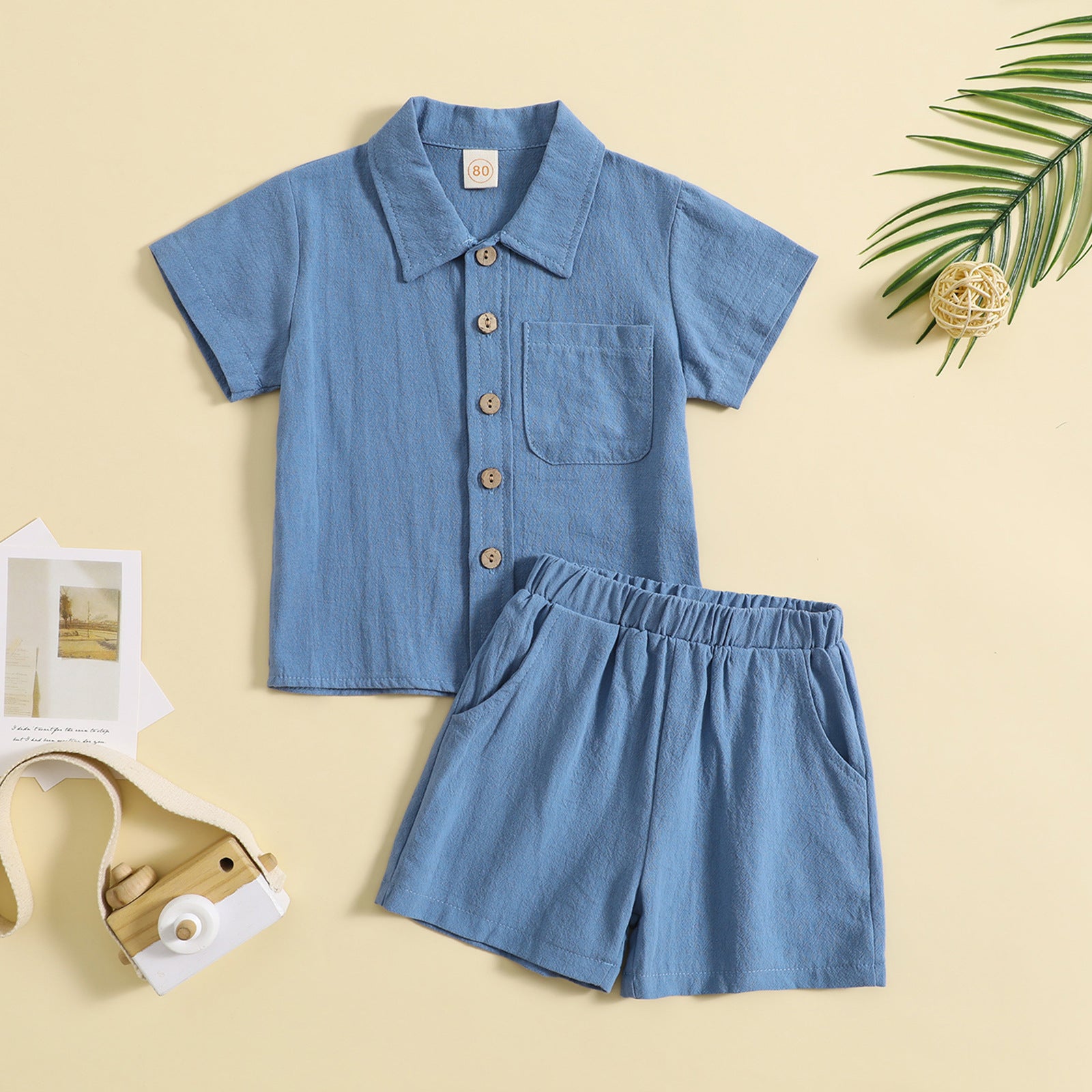 Baby Boy Summer Outfit – Cotton Linen 2-Piece Set