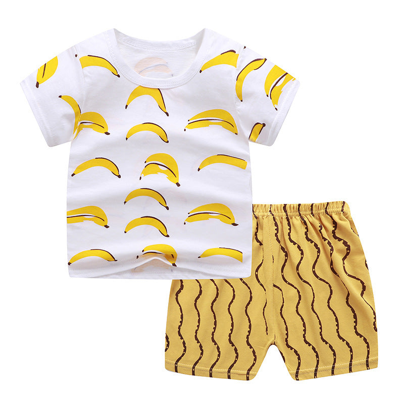 Cartoon Baby Summer Outfit – Unisex T-shirt & Shorts Set for Boys & Girls
