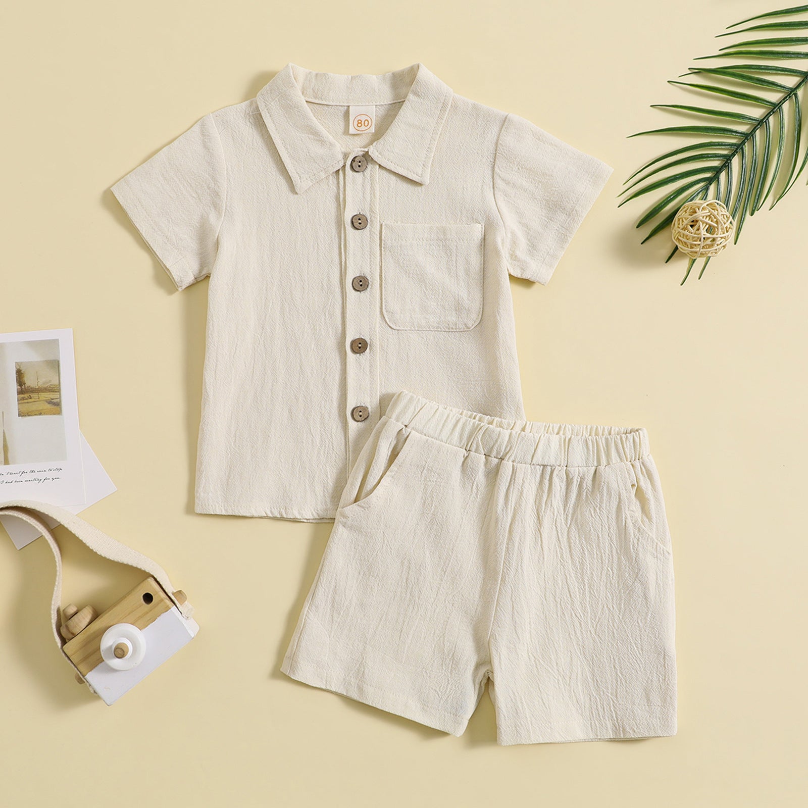 Baby Boy Summer Outfit – Cotton Linen 2-Piece Set