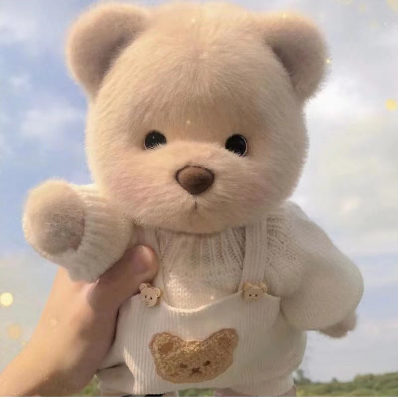 Handmade Jointed Bear Plush Doll – 30cm Soft Toy with Baby Clothes (Medium Size)