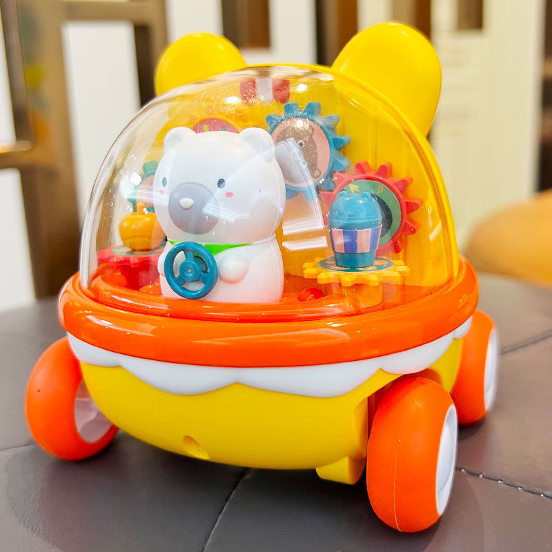 Bear Inertia Gear Puzzle Car – Drop-Resistant Cartoon Toy for Boys & Girls (No Batteries Needed)