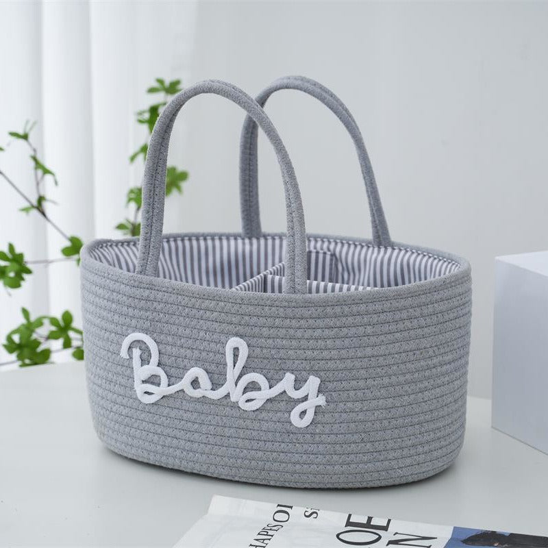Multifunctional Cotton Rope Diaper Caddy – Portable Baby Organizer Basket