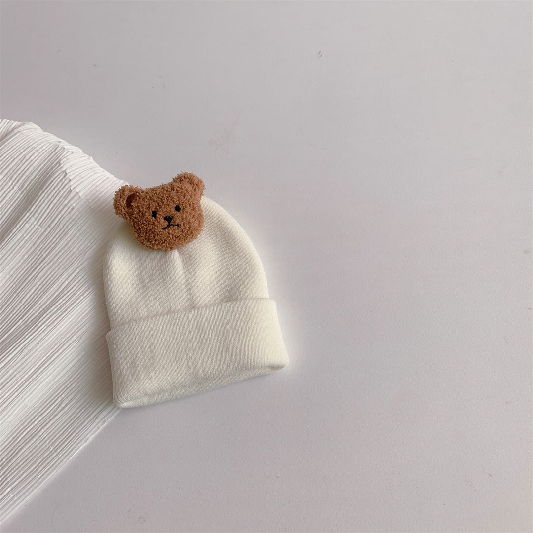 Baby Bear Knit Wool Hat – Warm Winter Pullover Hat (0–1 Year)