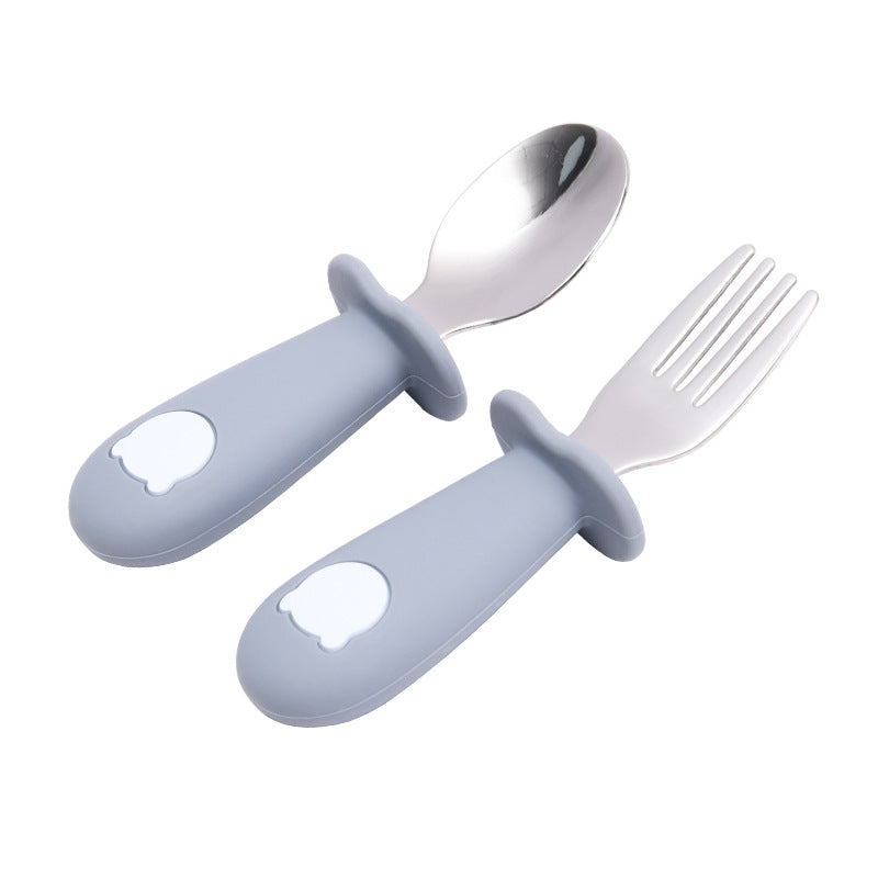 Cartoon Baby Tableware Set – Stainless Steel Fork & Spoon for Toddlers