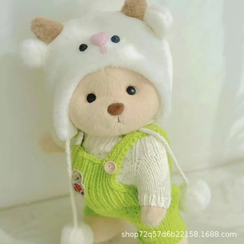 Handmade Jointed Bear Plush Doll – 30cm Soft Toy with Baby Clothes (Medium Size)