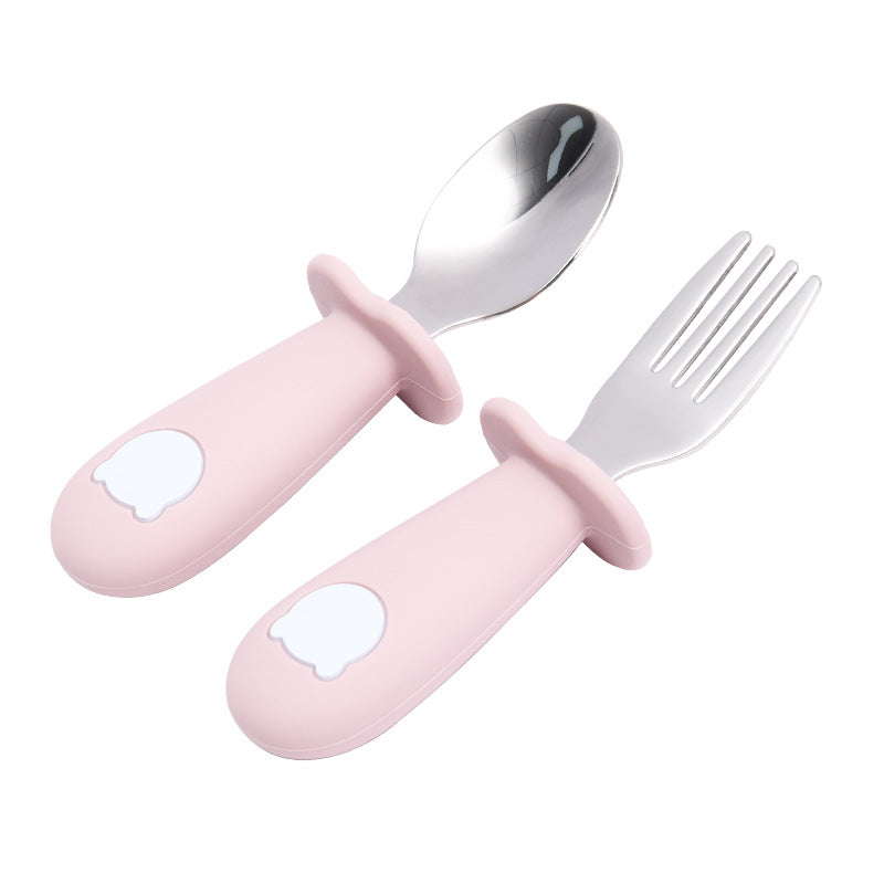 Cartoon Baby Tableware Set – Stainless Steel Fork & Spoon for Toddlers