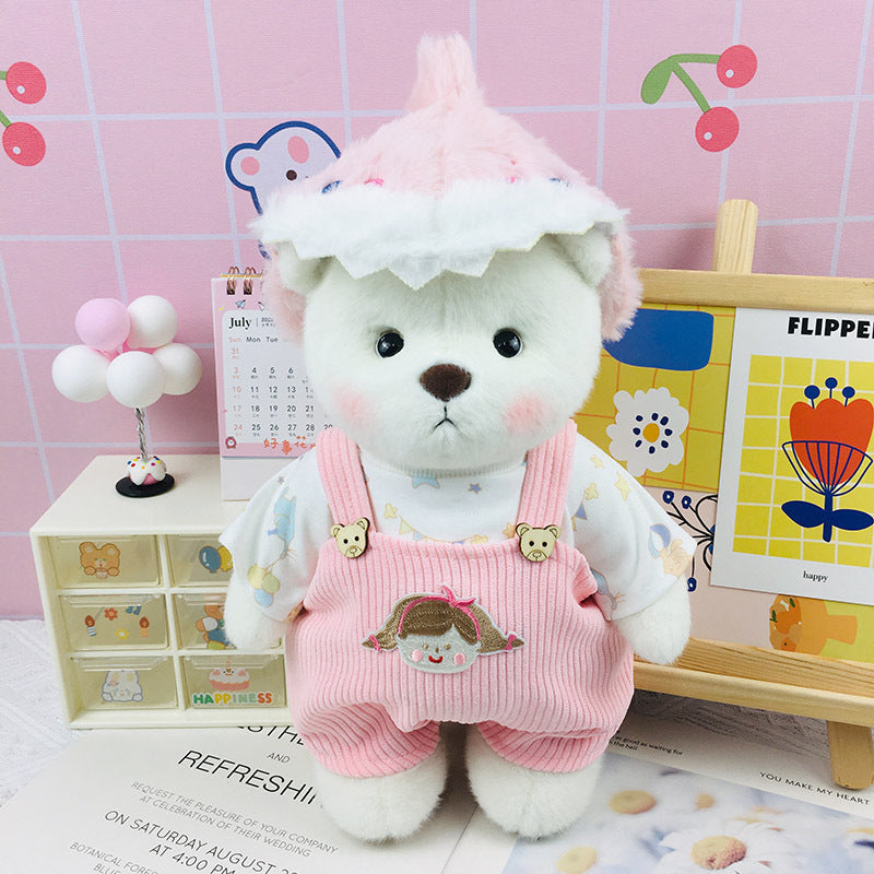 Handmade Jointed Bear Plush Doll – 30cm Soft Toy with Baby Clothes (Medium Size)
