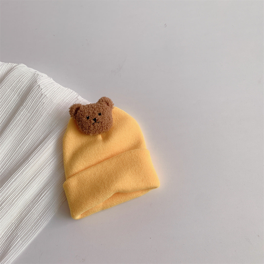 Baby Bear Knit Wool Hat – Warm Winter Pullover Hat (0–1 Year)