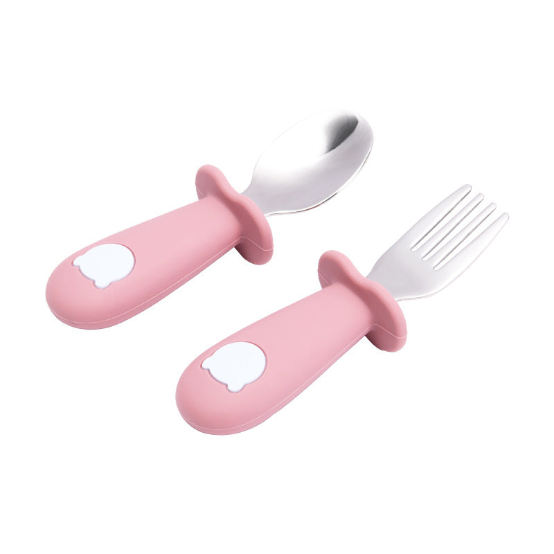 Cartoon Baby Tableware Set – Stainless Steel Fork & Spoon for Toddlers