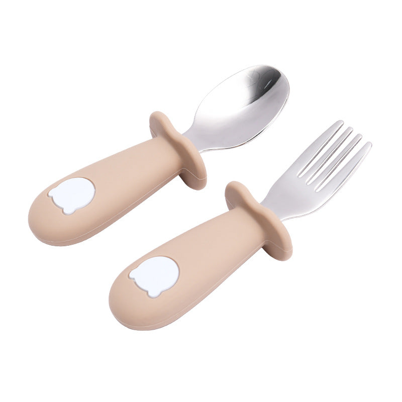 Cartoon Baby Tableware Set – Stainless Steel Fork & Spoon for Toddlers