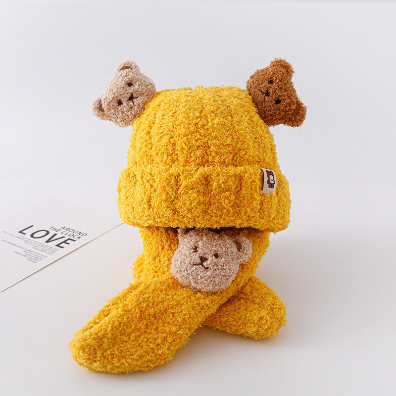 Bear Knit Winter Hat – Warm Windproof Beanie with Neck & Ear Protection