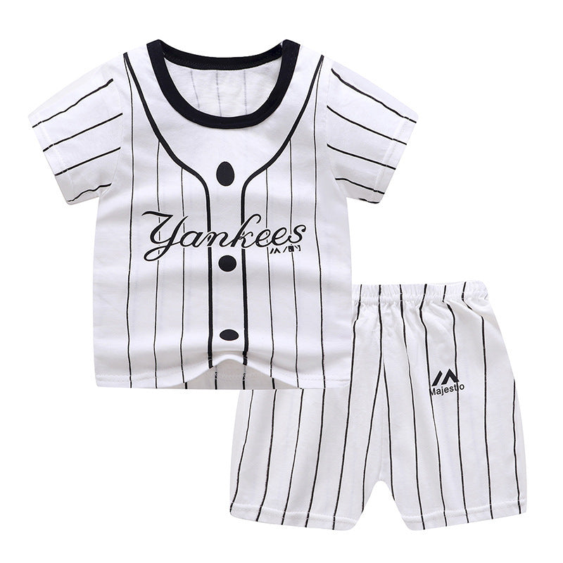 Cartoon Baby Summer Outfit – Unisex T-shirt & Shorts Set for Boys & Girls