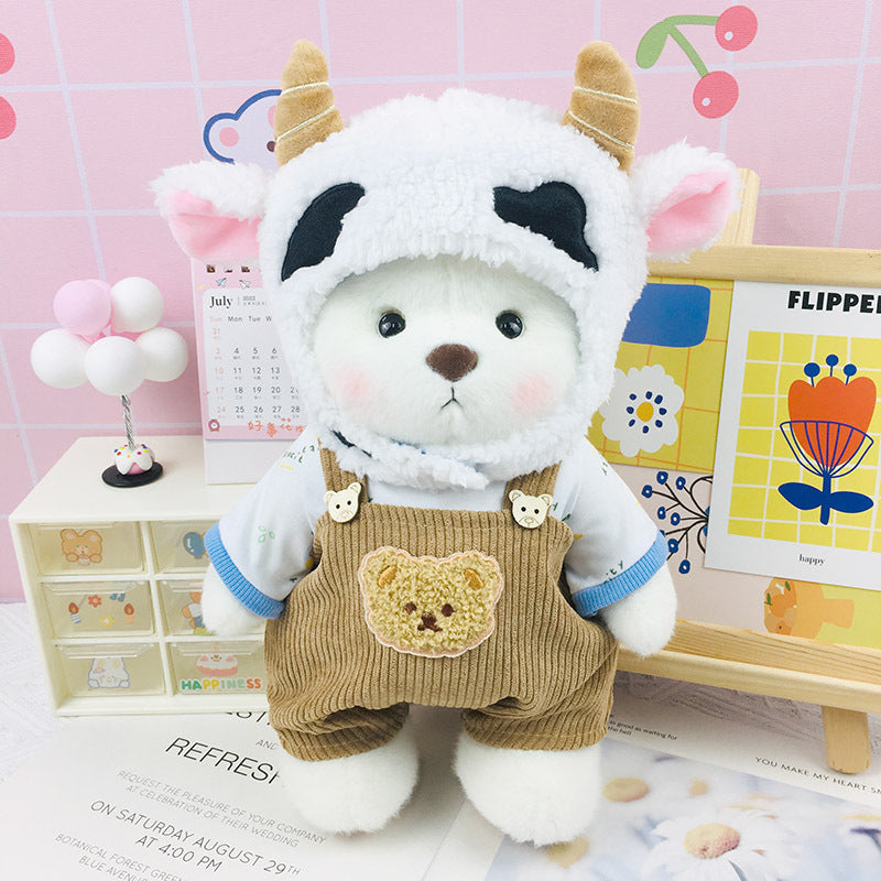 Handmade Jointed Bear Plush Doll – 30cm Soft Toy with Baby Clothes (Medium Size)