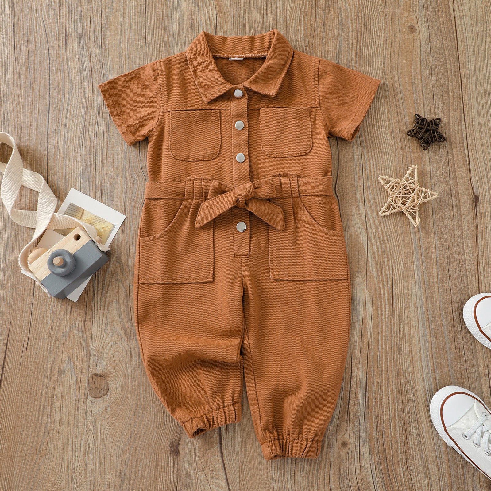 Toddler Girls’ Casual Jumpsuit with Pockets – 1 to 5 Years