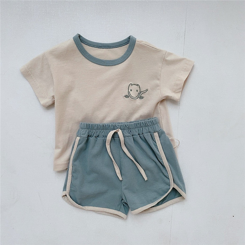 Korean-Style Summer Baby Set – Lightweight Cotton Two-Piece (Unisex)