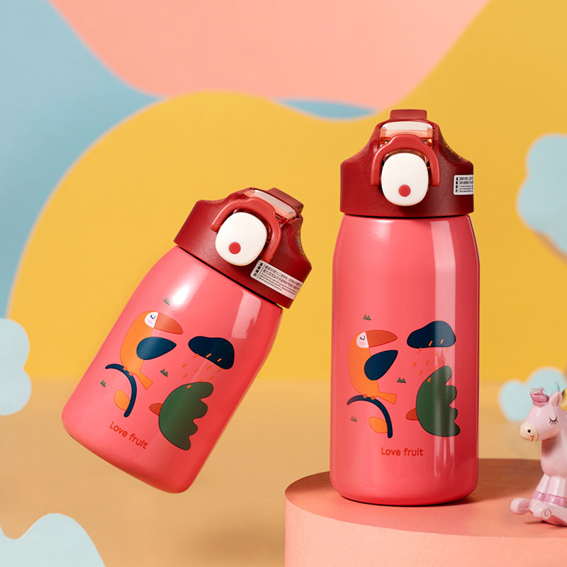 Cute Duckbill Spring-Lid Thermos Cup – 316 Stainless Steel Straw Cup for Kids & Students (Car-Friendly Design)