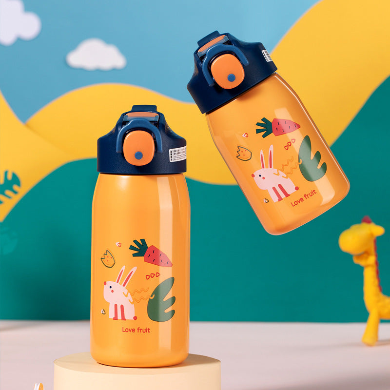 Cute Duckbill Spring-Lid Thermos Cup – 316 Stainless Steel Straw Cup for Kids & Students (Car-Friendly Design)