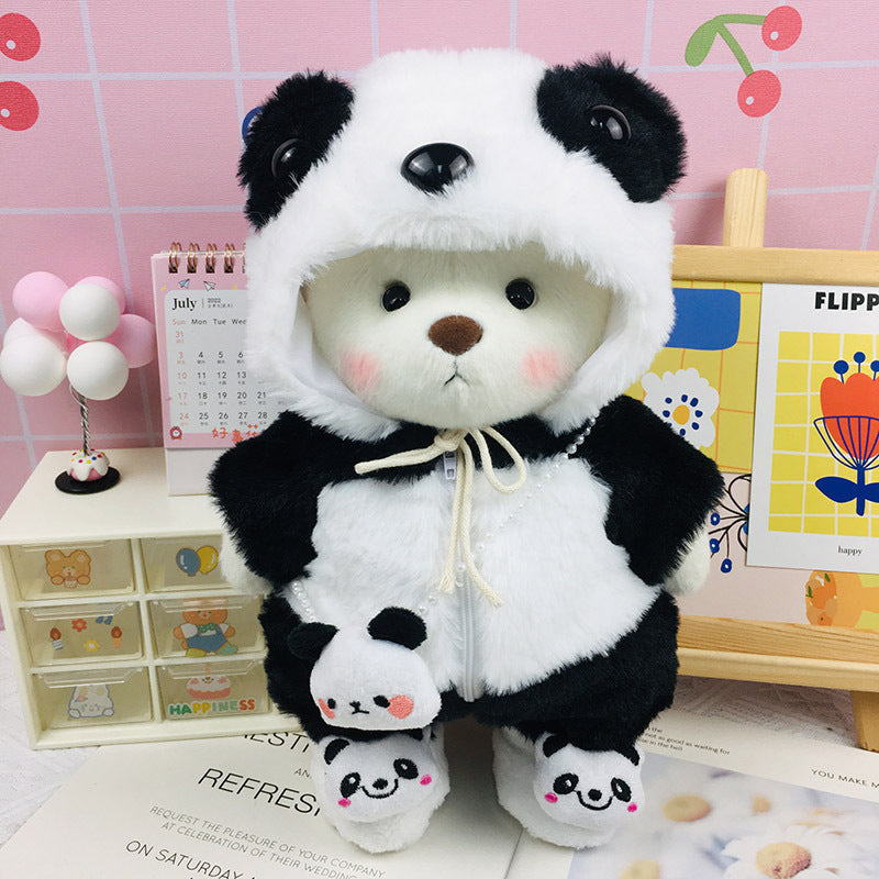Handmade Jointed Bear Plush Doll – 30cm Soft Toy with Baby Clothes (Medium Size)
