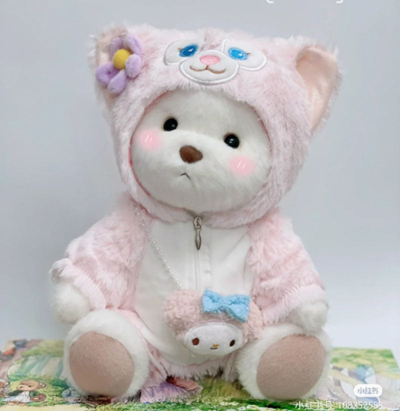 Handmade Jointed Bear Plush Doll – 30cm Soft Toy with Baby Clothes (Medium Size)