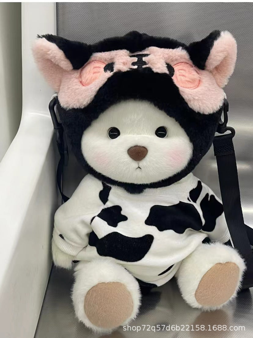 Handmade Jointed Bear Plush Doll – 30cm Soft Toy with Baby Clothes (Medium Size)