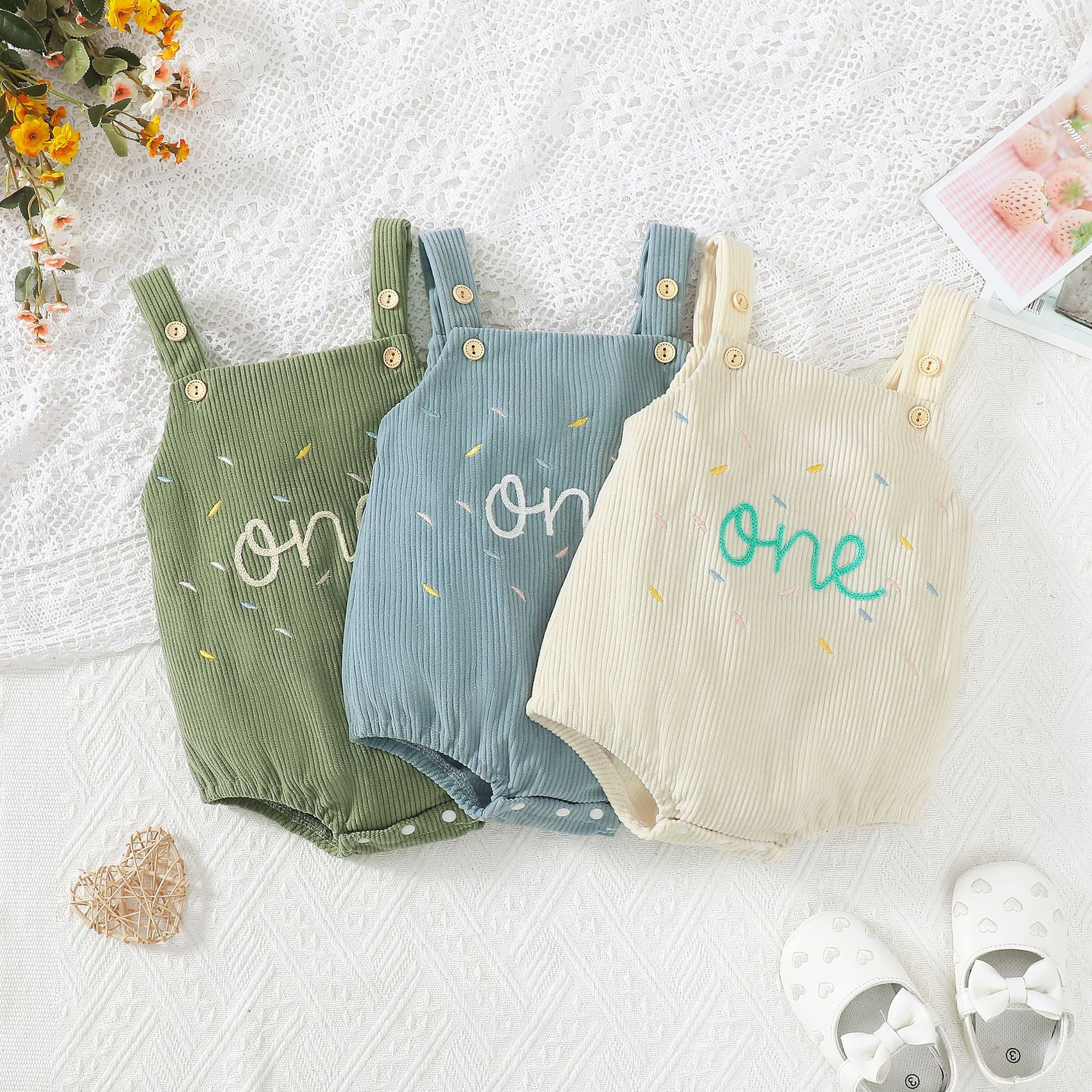 Summer Cotton Halter Pajama Romper – Embroidered Triangle Crawling Suit for Babies