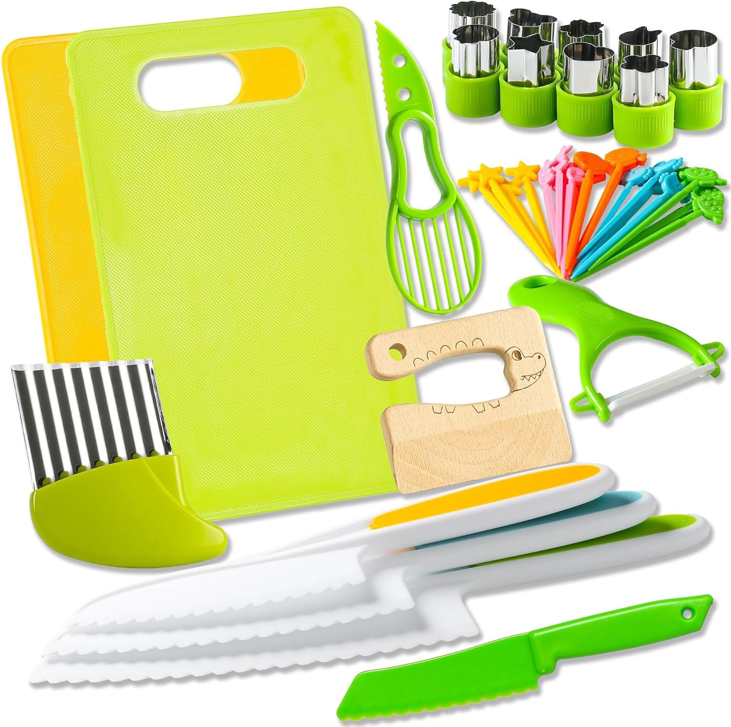 Children’s Safe Knife Set – Plastic Serrated Fruit Knife & Cutting Board for Kids