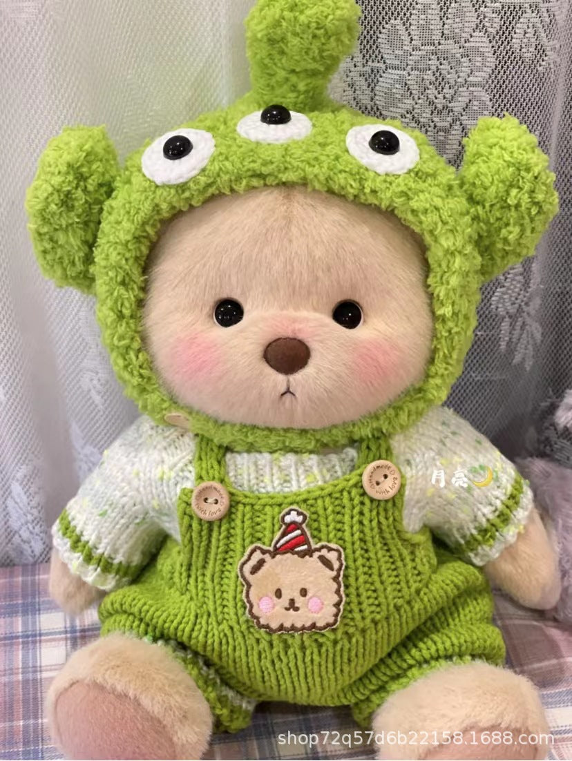 Handmade Jointed Bear Plush Doll – 30cm Soft Toy with Baby Clothes (Medium Size)