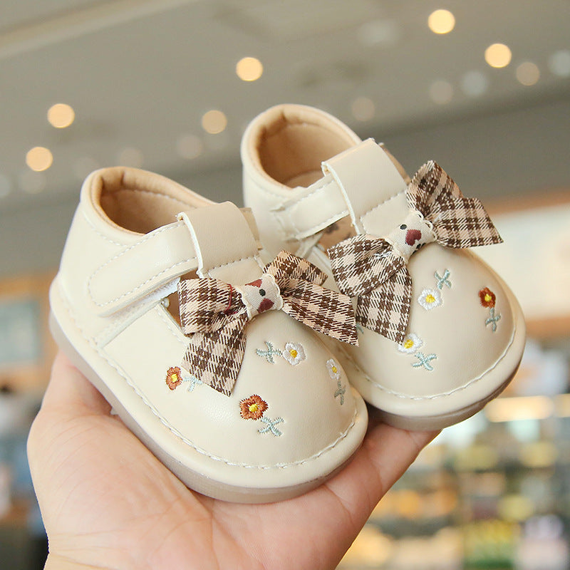 Spring & Autumn Baby Girl Walking Shoes – Soft Bottom Bow Princess Shoes with Anti-Slip Sole