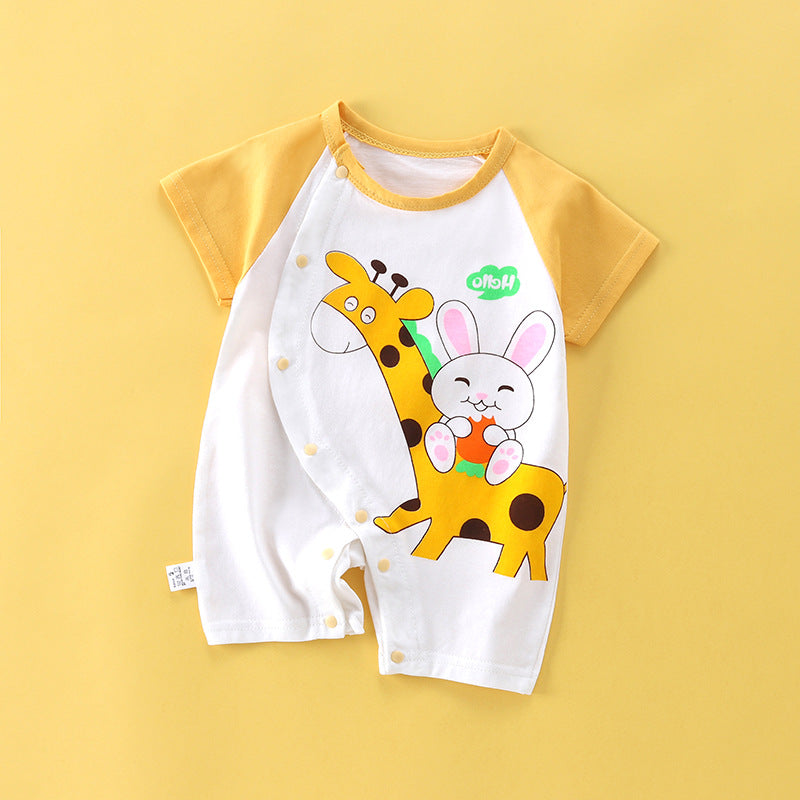 Summer Short Sleeve Baby Onesie – Breathable Combed Cotton Romper for Newborn Boys & Girls