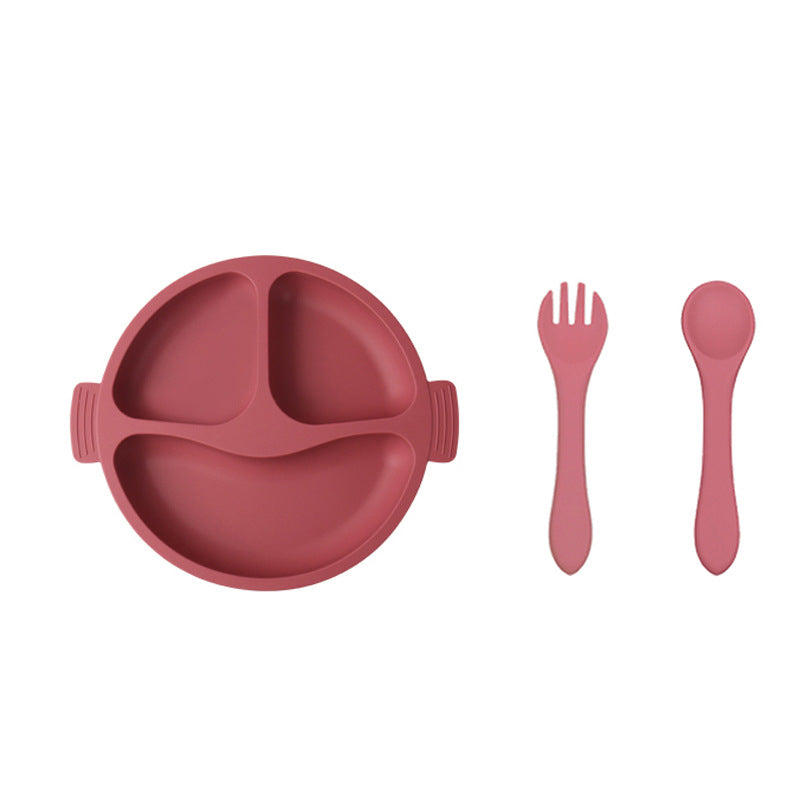 Silicone Divided Baby Plate – 3-Compartment Feeding Set for Toddlers