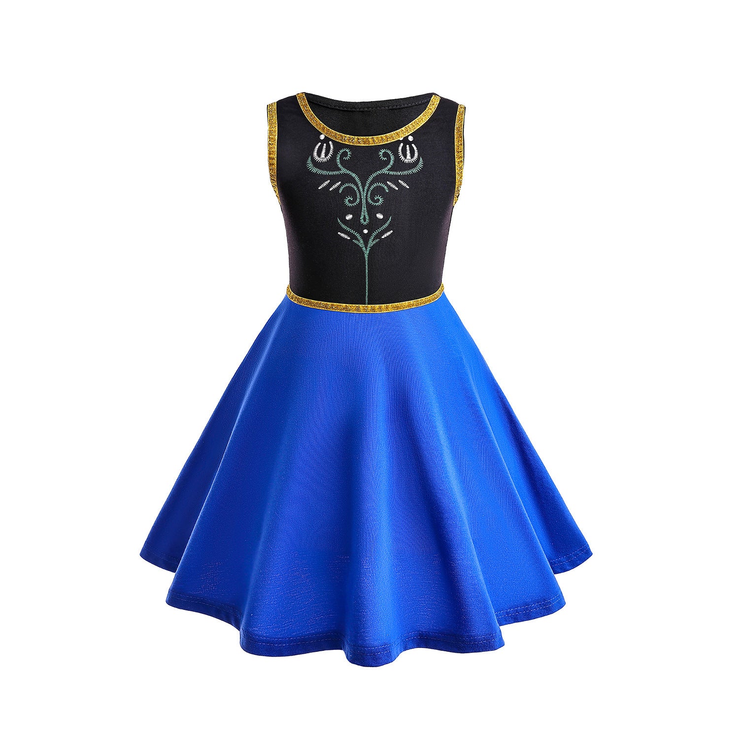 Princess-Inspired Anna Dress – Sleeveless Blue A-Line Fantasy Costume