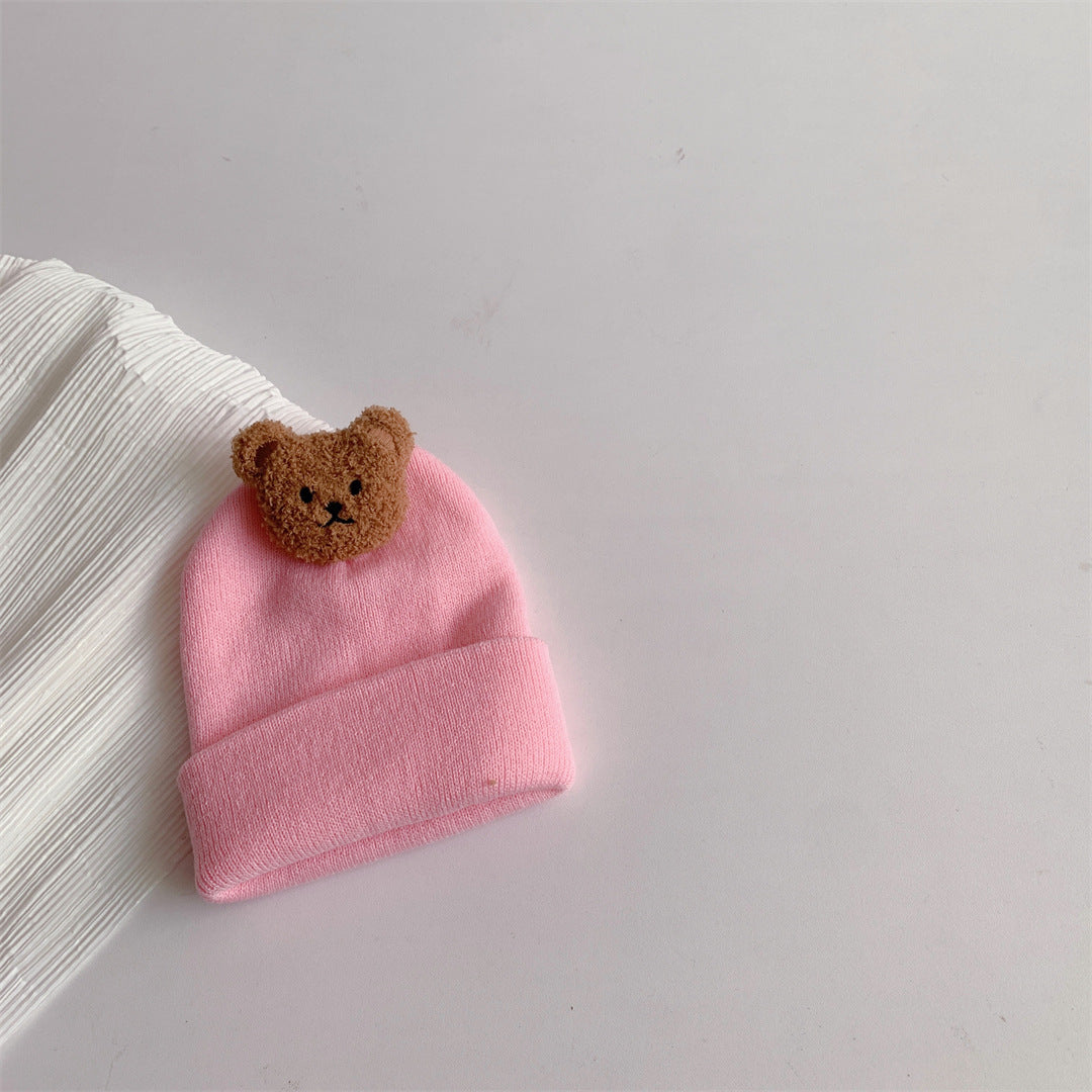 Baby Bear Knit Wool Hat – Warm Winter Pullover Hat (0–1 Year)