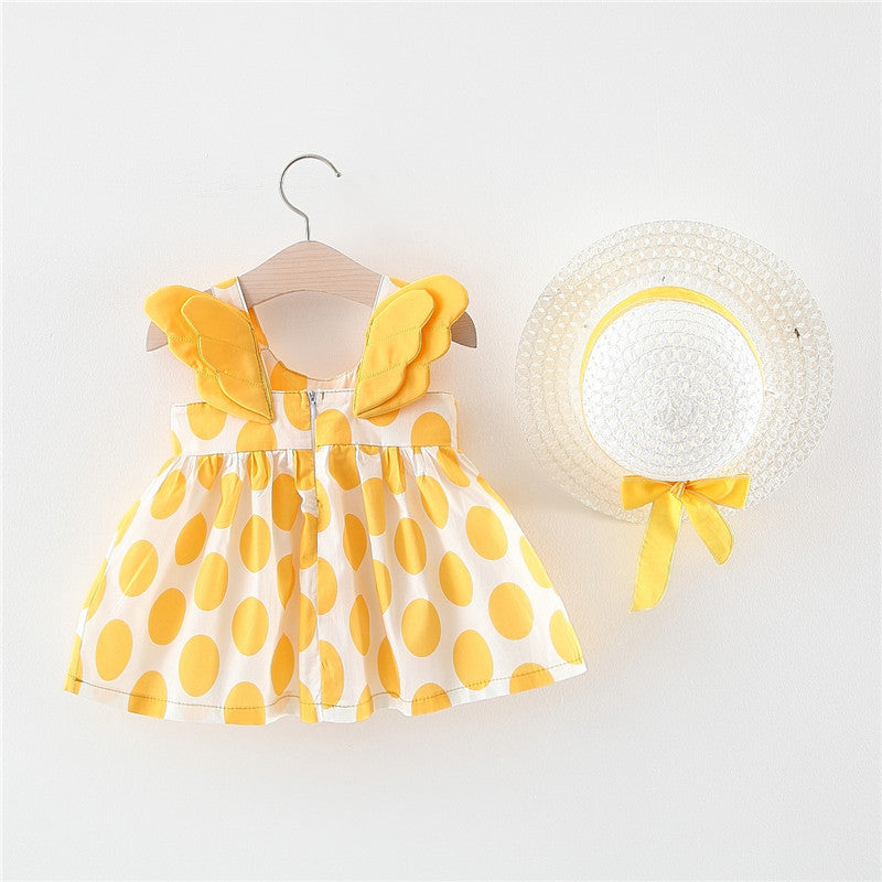 Summer Polka Dot Princess Dress – Wing Sleeve Beach Dress for Girls