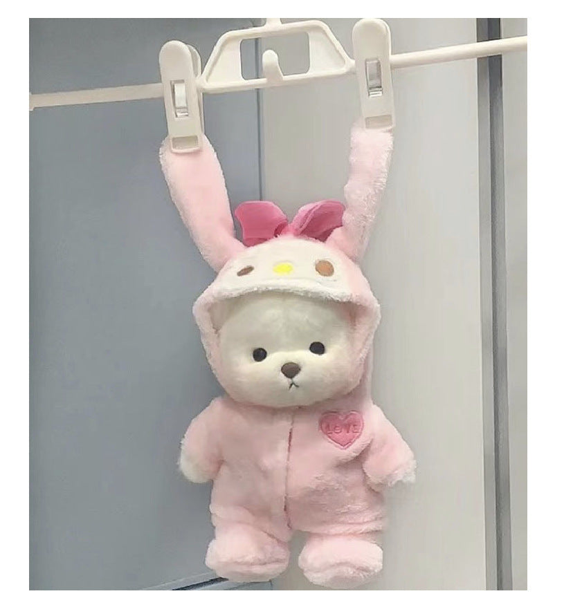 Handmade Jointed Bear Plush Doll – 30cm Soft Toy with Baby Clothes (Medium Size)
