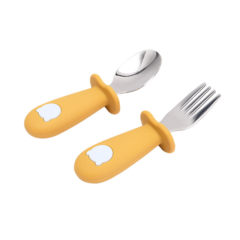 Cartoon Baby Tableware Set – Stainless Steel Fork & Spoon for Toddlers