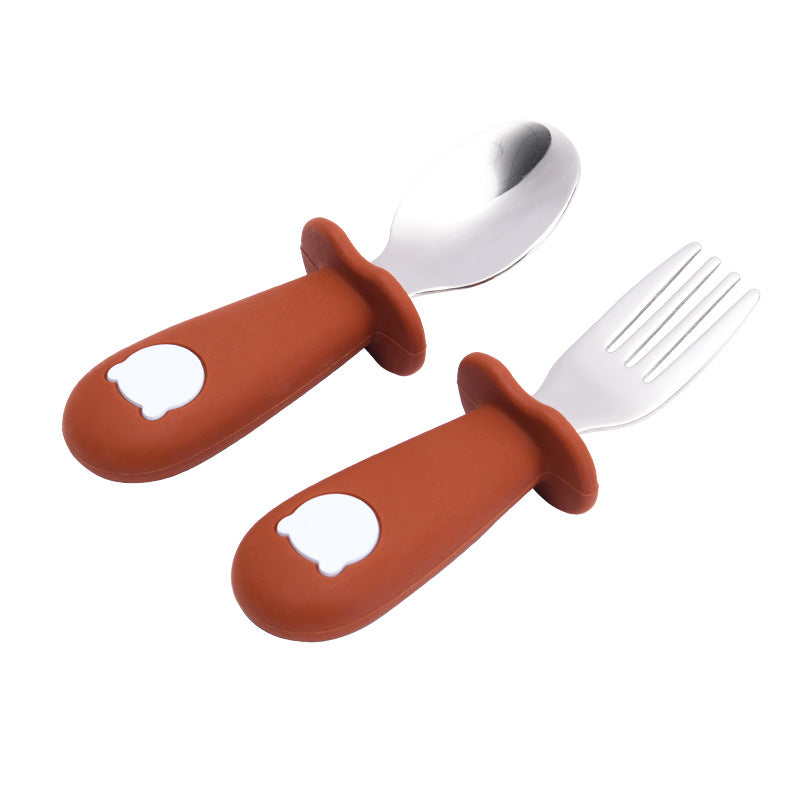 Cartoon Baby Tableware Set – Stainless Steel Fork & Spoon for Toddlers
