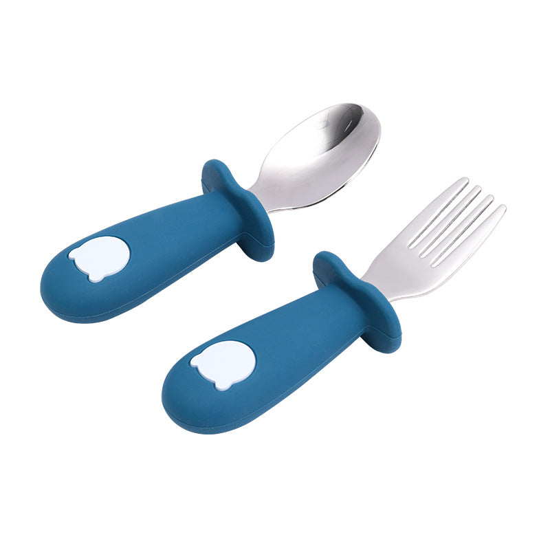 Cartoon Baby Tableware Set – Stainless Steel Fork & Spoon for Toddlers