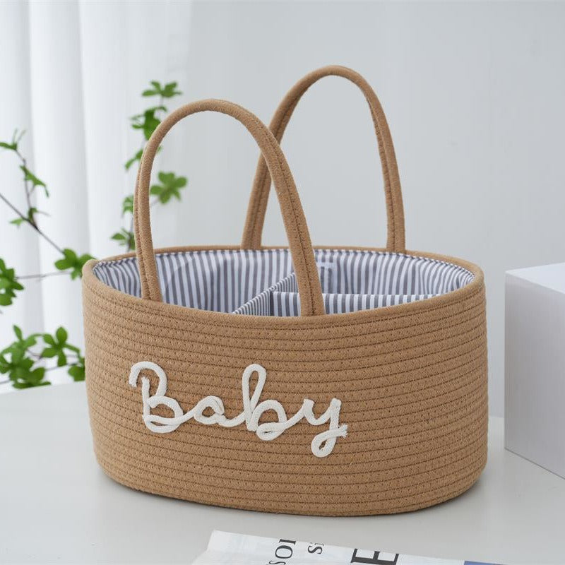 Multifunctional Cotton Rope Diaper Caddy – Portable Baby Organizer Basket