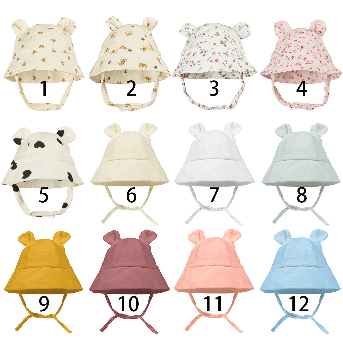 Cute Baby Bear Cotton Sun Hat – Infant Summer Cartoon Fisherman Hat with UV Protection