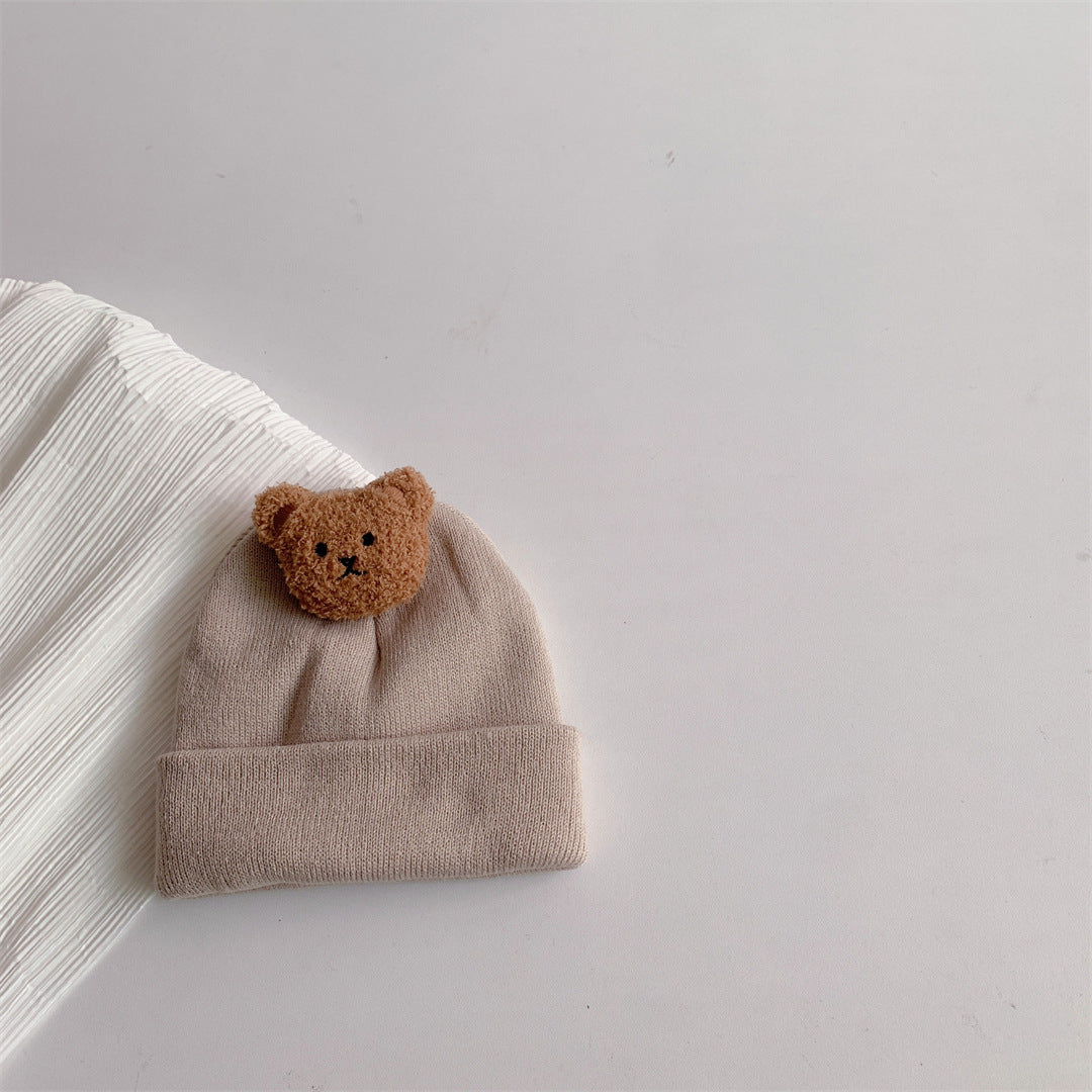 Baby Bear Knit Wool Hat – Warm Winter Pullover Hat (0–1 Year)