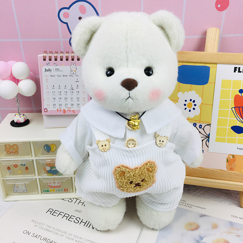 Handmade Jointed Bear Plush Doll – 30cm Soft Toy with Baby Clothes (Medium Size)
