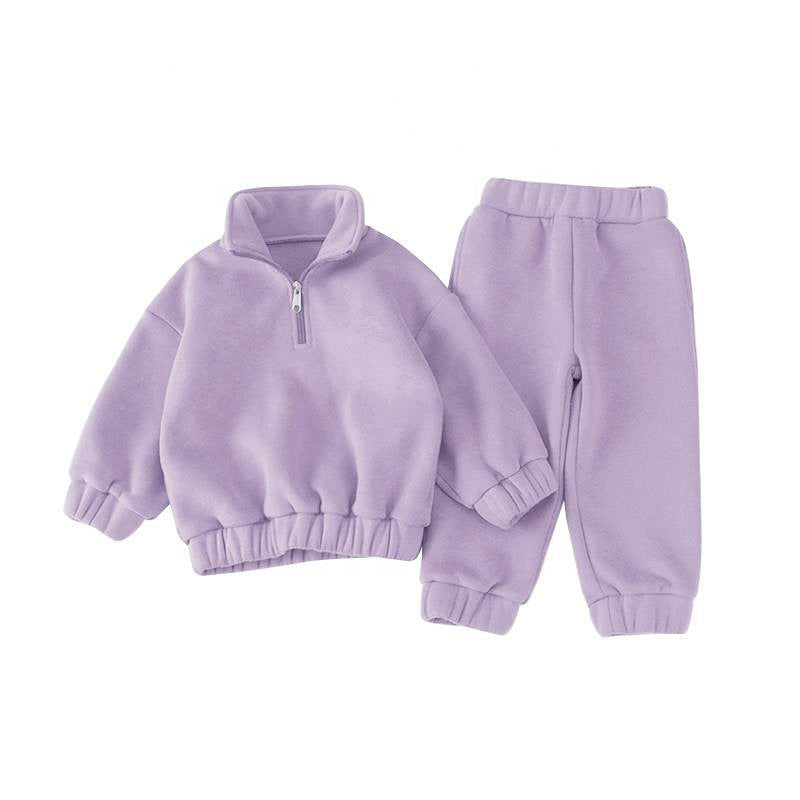 Korean Winter Fleece Set – High-Neck Zip Top & Jogger Pants (Unisex)