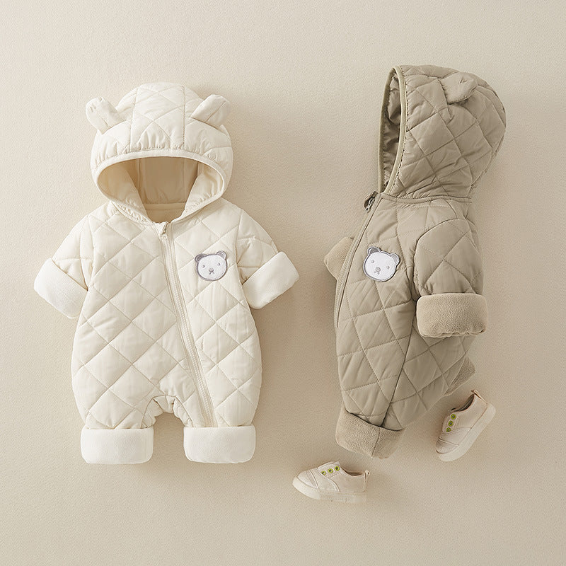 Thick Cotton Baby Jumpsuit for Autumn & Winter – Warm Outdoor Romper for Newborns