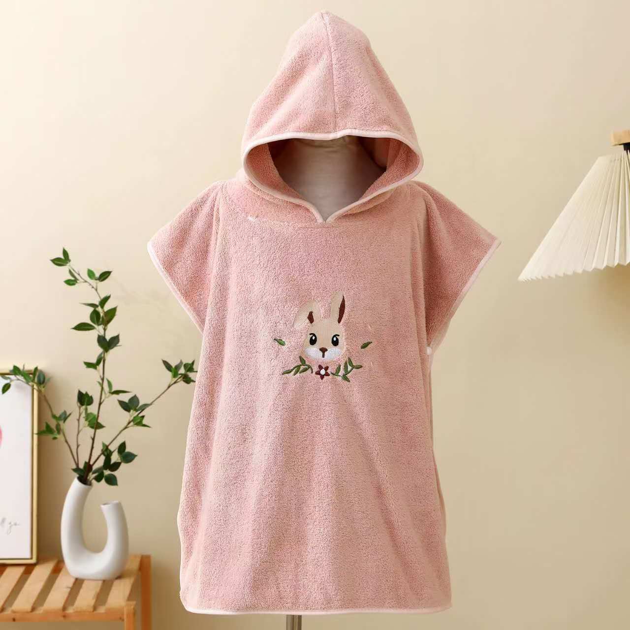 Children's bath towel, cape with hat, baby coral fleece absorbent quick drying bathrobe, vacation men's and women's beach towel