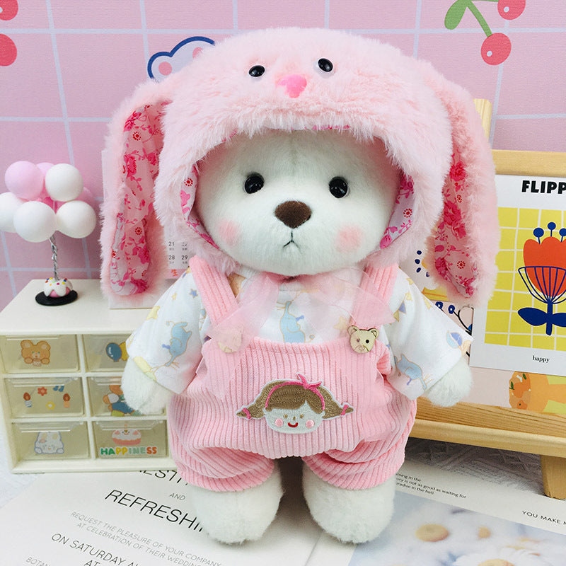 Handmade Jointed Bear Plush Doll – 30cm Soft Toy with Baby Clothes (Medium Size)