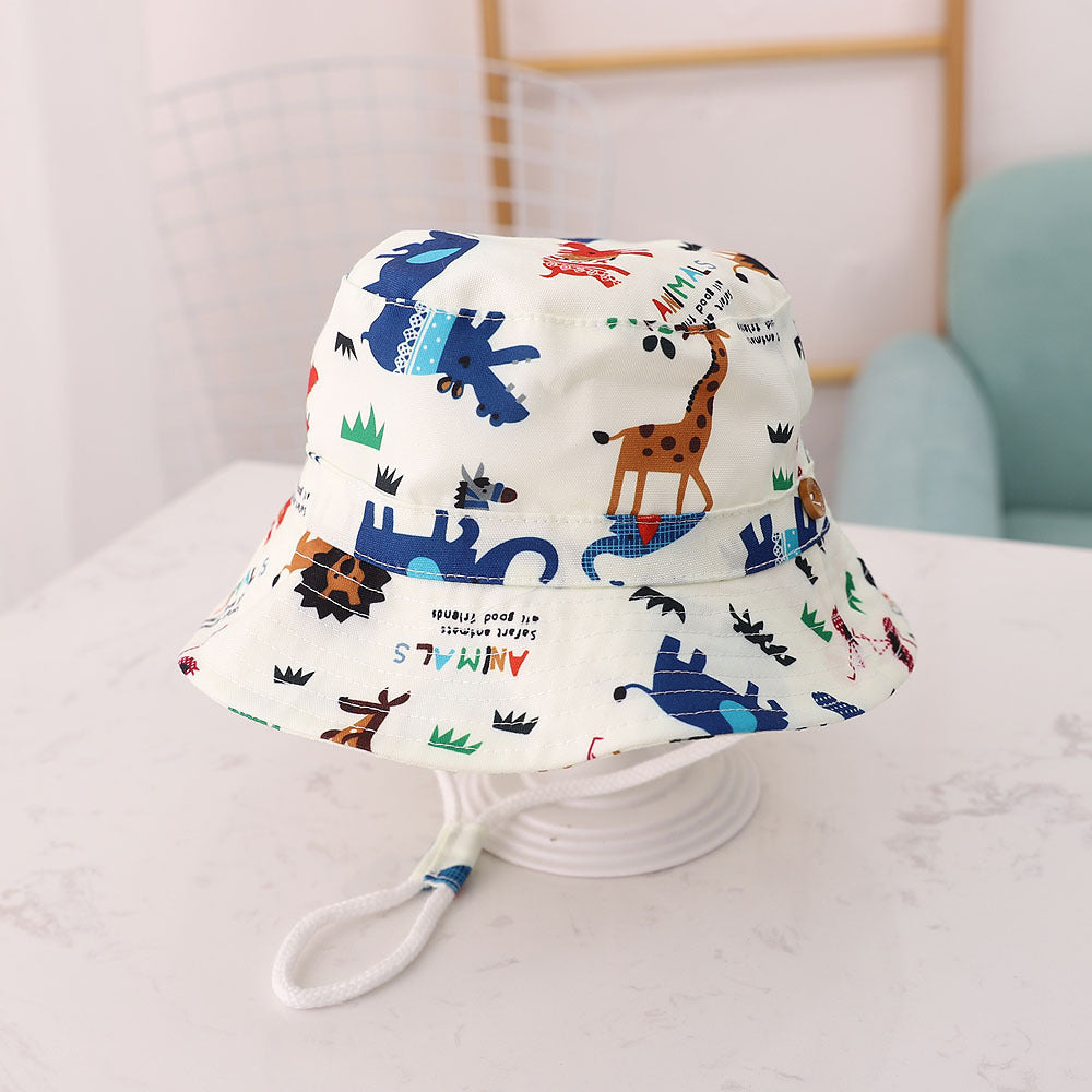 Baby Animal Print Fisherman Hat – Windproof Spring/Summer Sun Hat