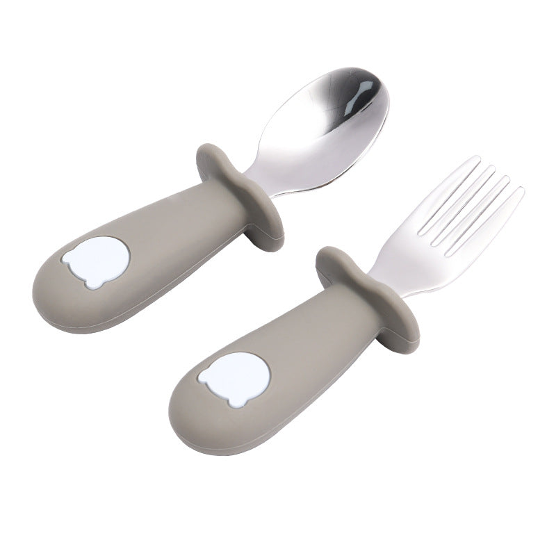 Cartoon Baby Tableware Set – Stainless Steel Fork & Spoon for Toddlers